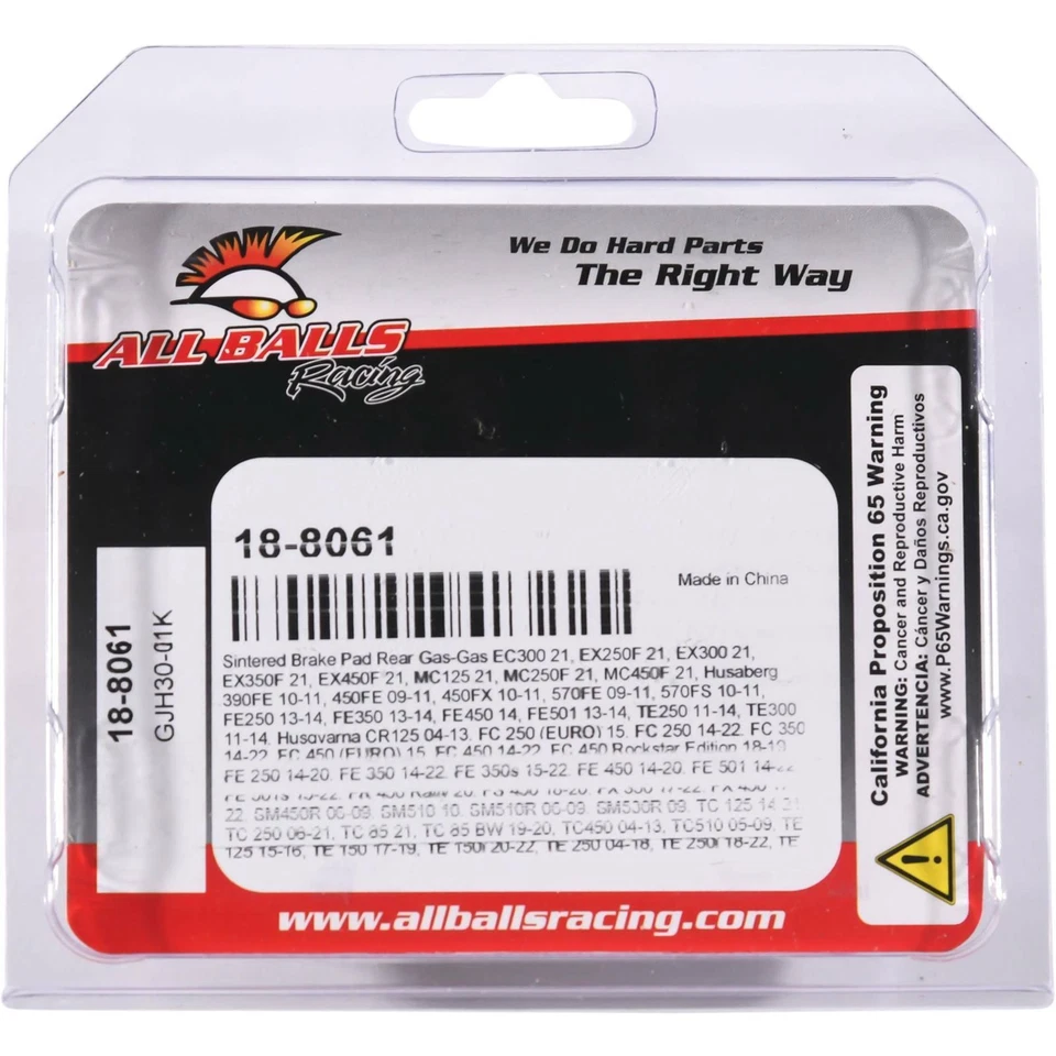 Pastillas de freno sinterizadas - traseras para Sherco/KTM/Gas Gas/Husqvarna/Husaberg 18-8061 Foto 4 de 4