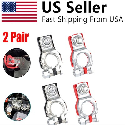 4PCS Car Battery Terminal Connector Top Post Positive+Negative Poles Universal