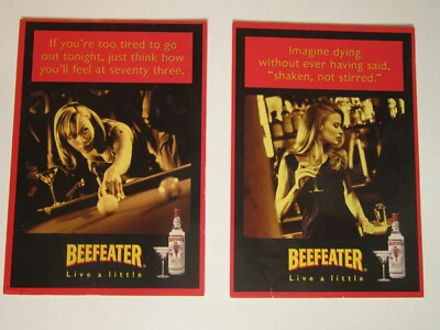 Set of 2 Beefeater Dry Gin Live A Little Advertisement Postcard New Unused - Image 1 of 2