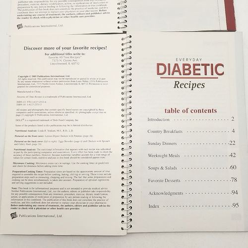 (2) FAVORITE ALL TIME RECIPES Diabetic recipes desserts spiral bound - Picture 8 of 11