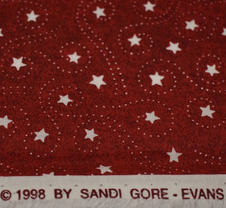 21" x 45" COTTON FABRIC red ROLY POLY SANTAS SHOOTING STARS daisy kingdom VTG - Image 3 of 4