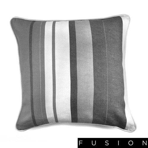 Fusion WHITWORTH STRIPE Grey 100% Cotton Ready Made Eyelet Curtains & Cushions - Picture 2 of 33