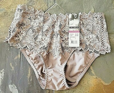 Size Large Sans Complexe Arum Floral Lace Highwaist Brief 61564  (Dark Brown)