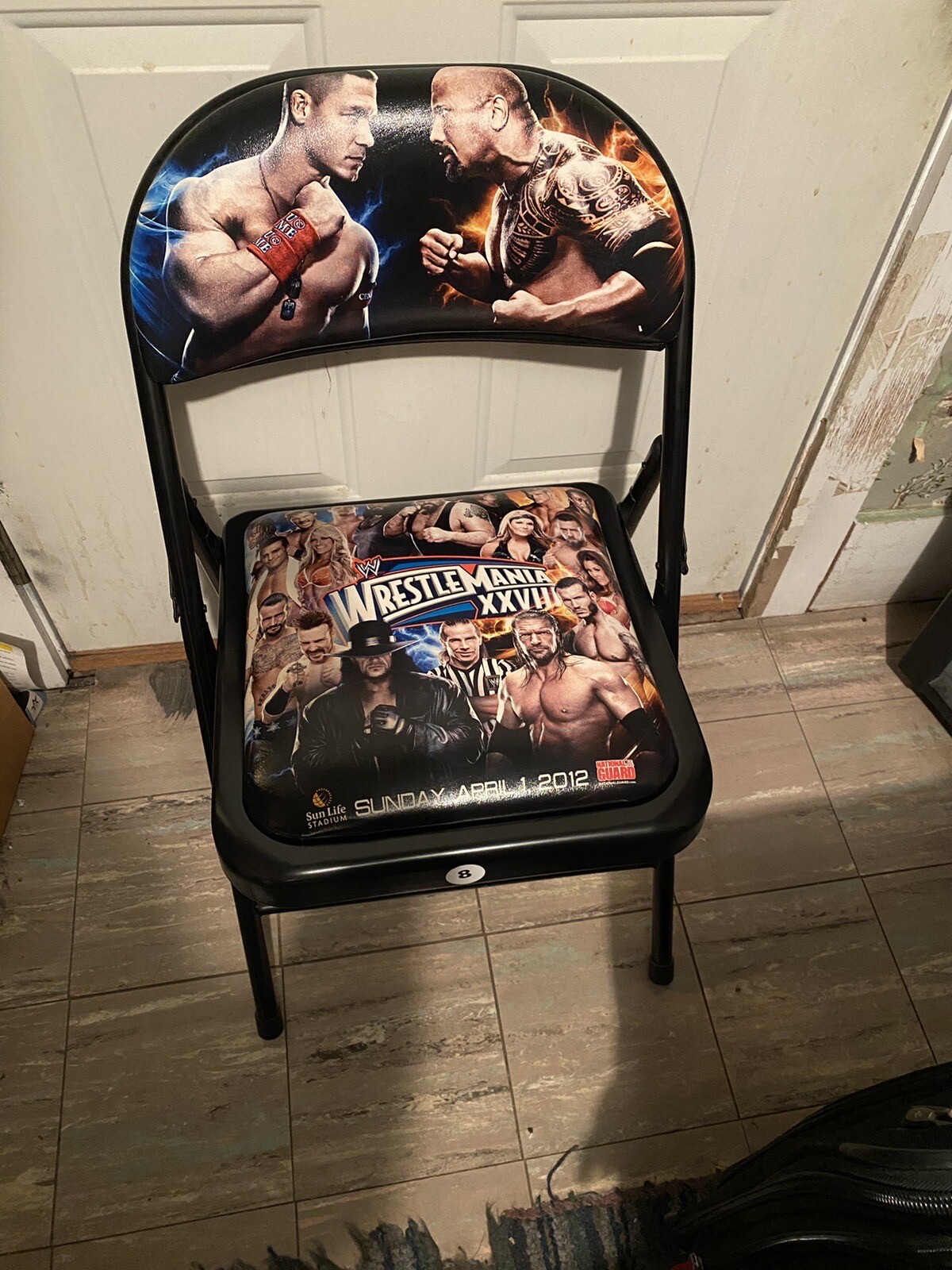Wrestlemania 28 PPV PLE WWE Chair! John Cena! The Rock! CM Punk! Miami FL 2012 eBay