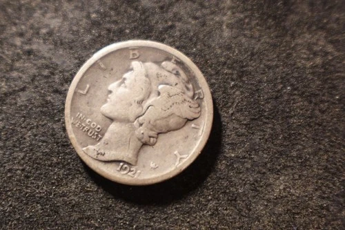 1921-D VG F Solid Mercury Dime Super Fasces WCO