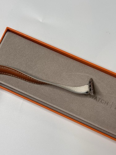 HERMES Apple Watch 41/40/38mm Bracelet Cuir Blanc Double Tour avec Boîte - Photo 4 sur 12