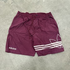 Vintage 90s Adidas 3 Stripe Shorts Embroidered Big Trefoil Athletic Maroon Large