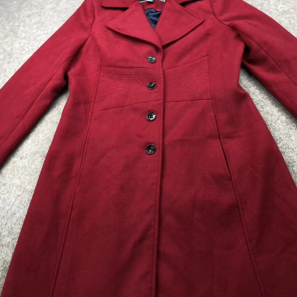 Abrigo Tommy Hilfiger Mujer Mediano Mezcla Lana Botón Frontal Chaquetón Largo Clásico Foto 3 de 4