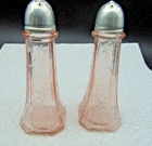 Pink Depression Anchor Hocking Mayfair Open Rose Glass Salt & Pepper Shaker Set