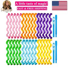 30 Pieces Heatless Waves Curlers Spiral Curls Styling Kit No Heat Hair Waver ...
