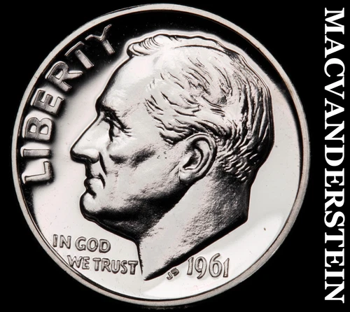 1961 Silver Roosevelt Dime - Choice Gem Proof  Lustrous  No Reserve  #G8198