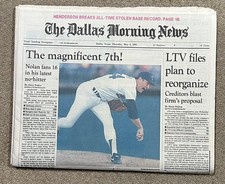NOLAN RYAN - The Dallas Morning News COMPLETE May 2 1991 Headlines 7th NO HITTER