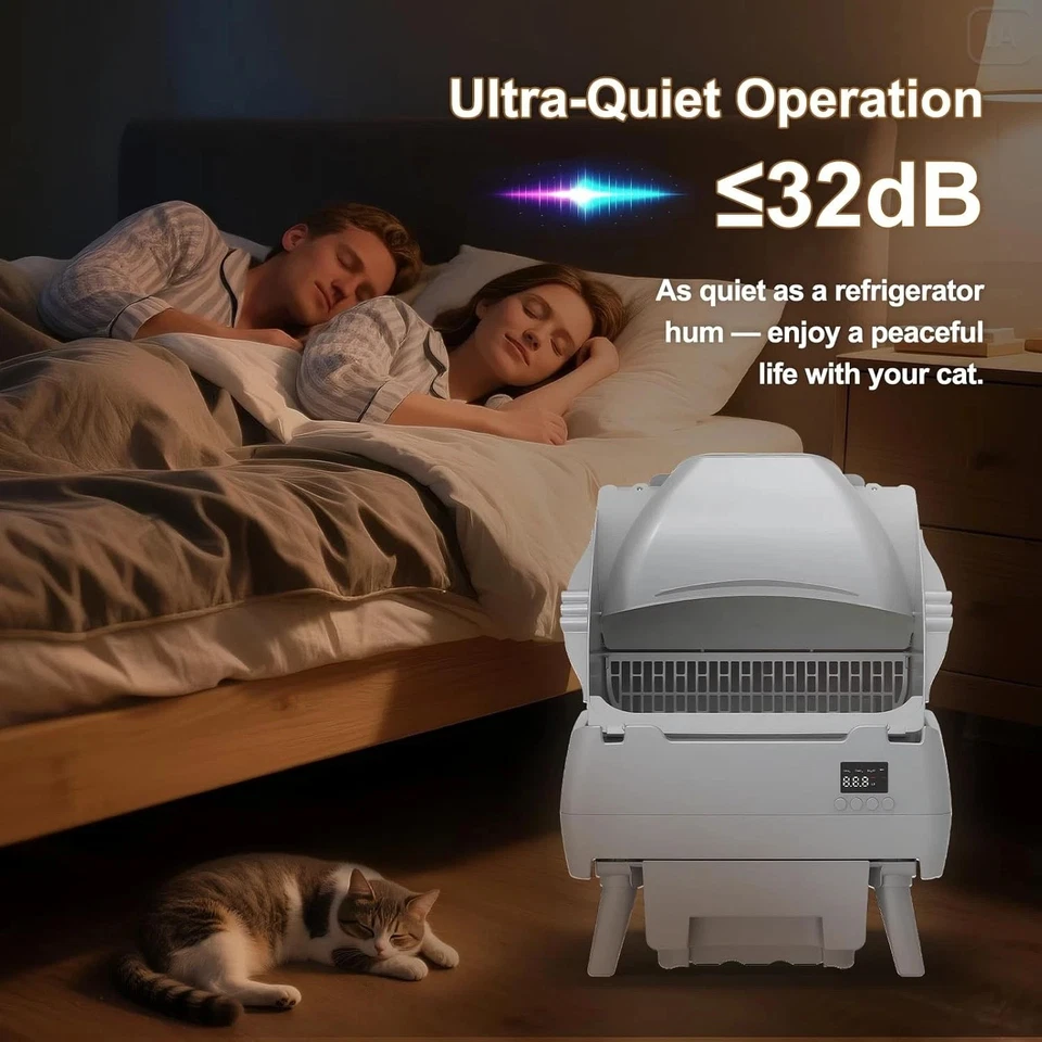 Caja de arena para gatos autolimpiante con control de aplicaciones y monitoreo de peso, ultra silenciosa Foto 4 de 4