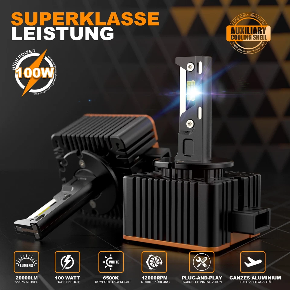 Zulasung D1S D1R  LED Scheinwerfer 20000LM Fern/Abblendlicht Auto Lampe Halogen - Bild 2 von 4