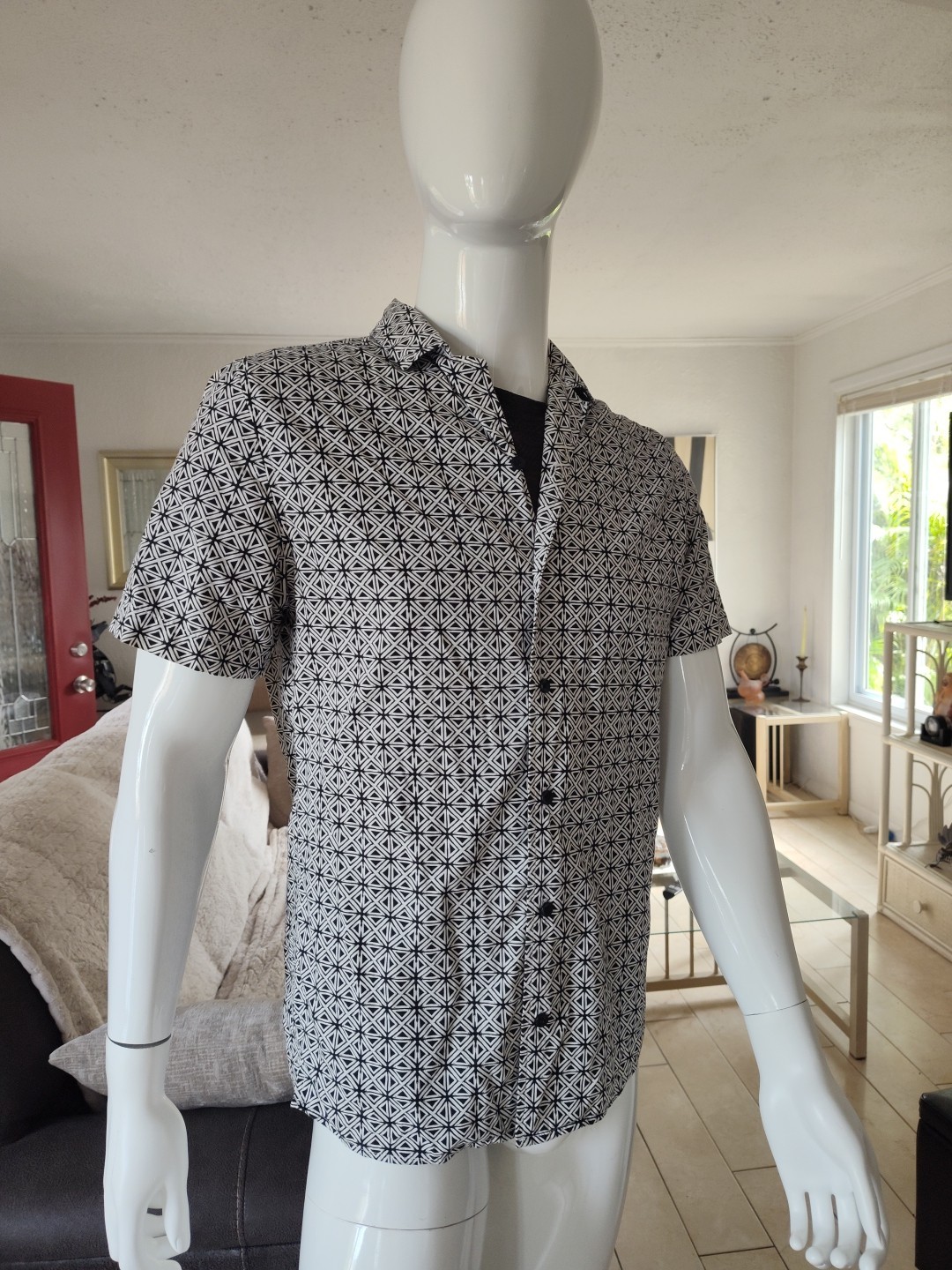 "Original Use" geometric Patterned Button Down Sh… - image 2