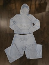 JUICY COUTURE Velour Tracksuit Bling OG Hoodie  Pants blue rare frosted size XL