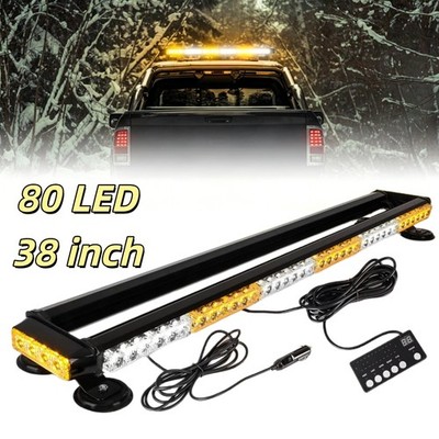Emergency Strobe Light Bar 80 LED Double Side Rooftop Warning Light Amber White