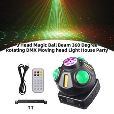 3 Head Magic Ball Beam 360 Degree Rotating DMX Moving head Light House Party USA