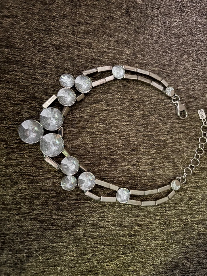 Collar Gargantilla Sterling KMO París Francia Declaración Galaxia Druzzy Cuarzo Cristal Foto 4 de 4