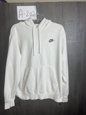 Nike White Mini Swoosh Spellout Hooded Pullover Sweatshirt Medium
