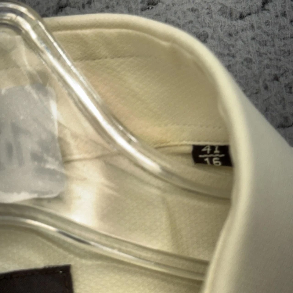 Canali Shirt Mens 16 41 Light Yellow Cotton Made in Italy Dress Preppy Pocket - Image 2 of 4