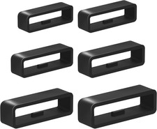 6 Pcs Watch Band Keepers 16-26mm Black Silicone Loops Strap Holder for Watches