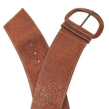 Banana Republic 28 Belt Italy Brown Leather Full Grain Wide Large Buckle Boho