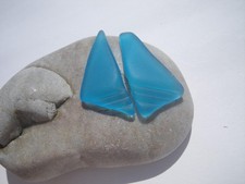 Sea Glass, Two Turquoise with Pressed Pattern Great for Artist Earrings