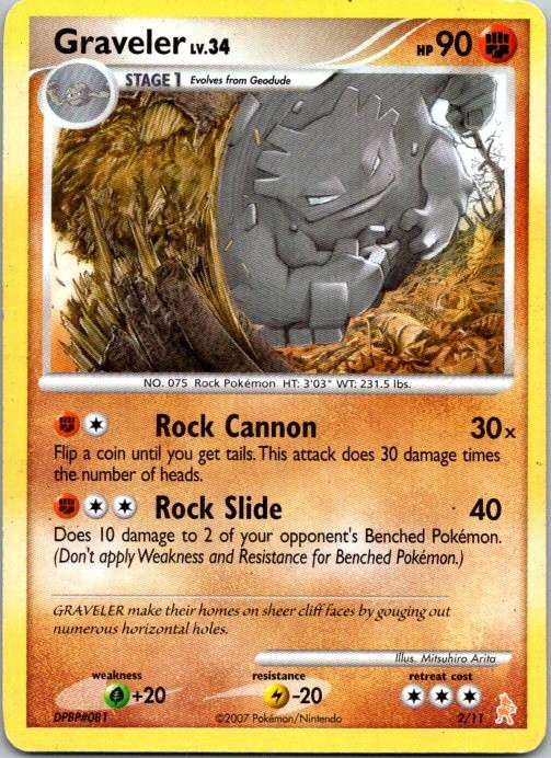 Graveler 2/11 Common DP Trainer Kit: Manaphy & Lucario Pokemon Heavily Played