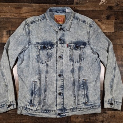 Levis Blue Acid Wash Denim Trucker Jean Jacket Mens XL