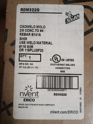 nVent Erico Cadweld Mold RDM522G, 2/0 Concentric to #4 Rebar B141A