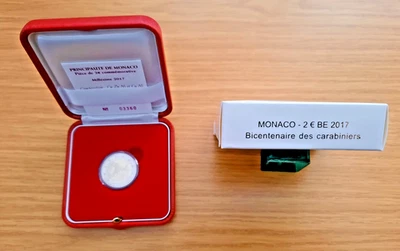 2 Euro Gedenkmünze Monaco 2017- 200 Jahre Fürstl. Karabinierskompanie, PP, kpl. - Bild 1 von 4