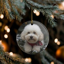 Bichon Frise Collectible Ceramic Christmas, Holiday Ornament-A101