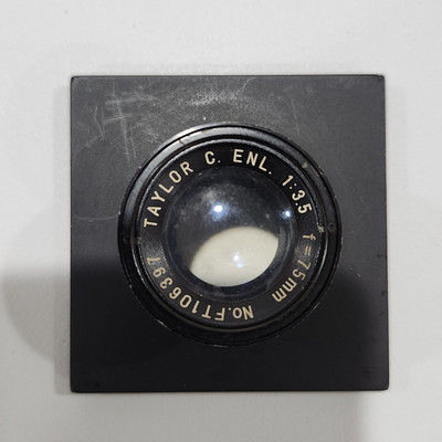 Lens Board Plate w/ Taylor C. ENL. f=75mm 1:3.5 Lens Japan Camera Photography