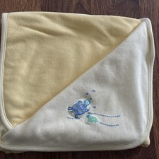 Vintage Carters Yellow Sea Turtle Cotton Baby Blanket Lovey Embroidered