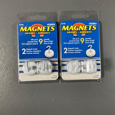 #ad LOT OF 2 Master Magnetics Magnet Source Magnetic Hooks 2 Pack White 07290 $5.00