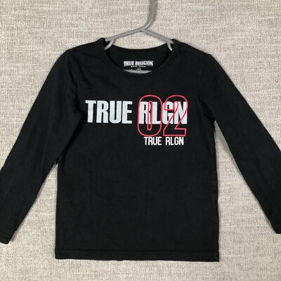 True Religion T Shirt Boys Black Long Sleeve Crew Neck 02