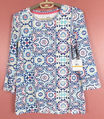 TB10164-NWT RAFAELLA Weekend Woman Cotton Modal Tunic 3/4 Sleeve Beaded SP $44.5
