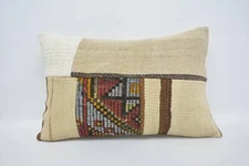 Pillow for Sofa, Turkish Pillow, 16"x24" Beige Cushion Case, Boho Pillow