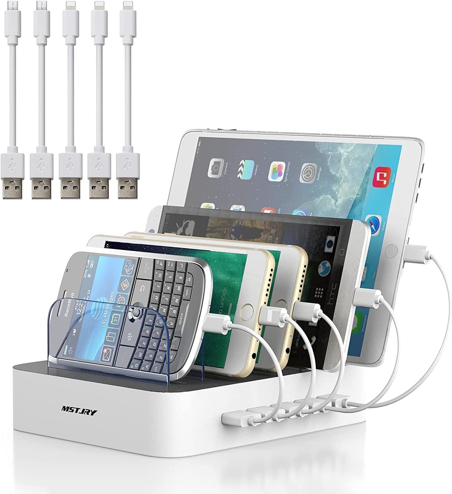 Charging Station for Multiple Devices, MSTJRY 5 Port Multi USB Charger Station-image
