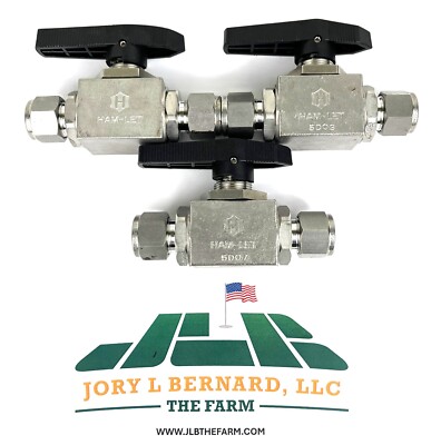 HAM-LET, H6800SSL1/2PSS, LOT OF 3, 3000 PSI, 1/2'' TUBE, 2-WAY BALL VALVE, NEW S