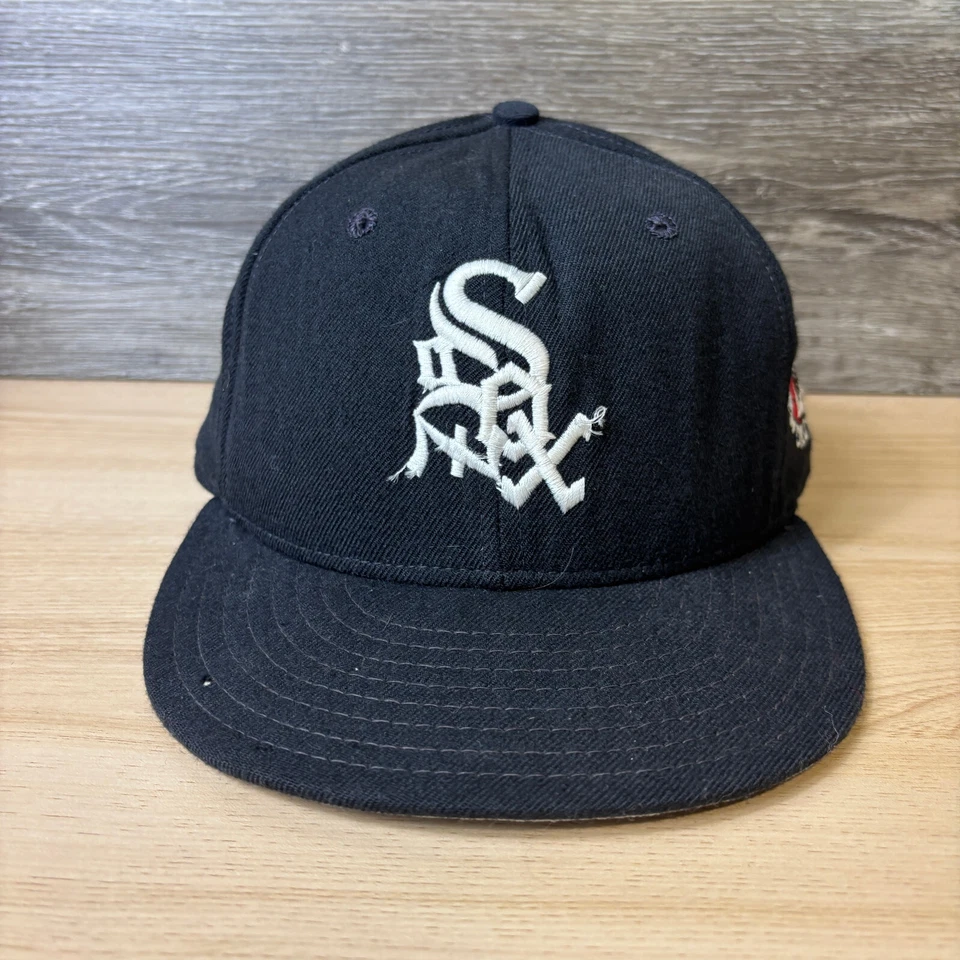 Vintage Chicago White Sox Hat 7 1/4 Black Wool Wide World Of Sports New Era * - Image 3 of 4