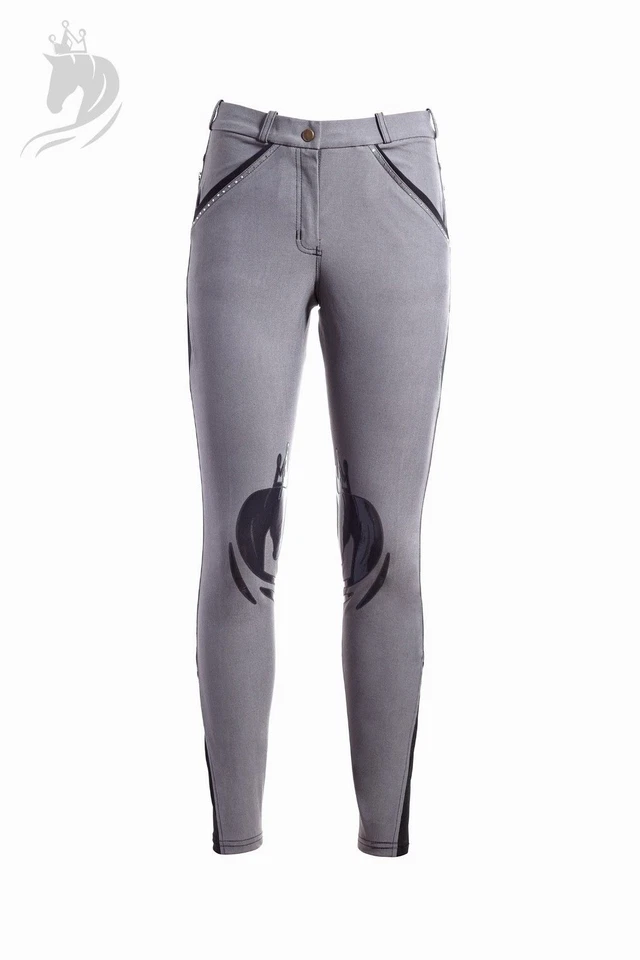 Reithose CrownClub mit Kniegrip grau mit Strass in allen Größen Hose  - Bild 3 von 4
