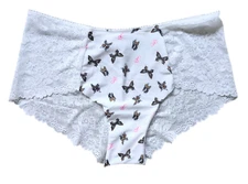 VICTORIA'S SECRET PINK ButterflyWhite LACE NO SHOW CHEEKY PANTIES Size Large NWT