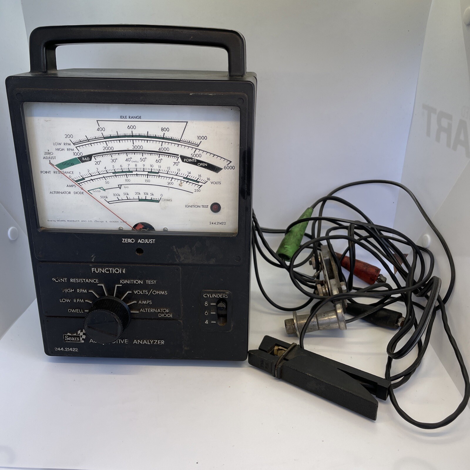 Vtg Sears Automotive Analyzer Model No. 244.21422 With Cords Car Auto
