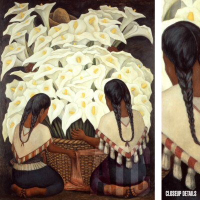 32W''x40H'' CALLA LILY VENDOR by DIEGO RIVERA - FLOWER GIRL CHOICES of CANVAS