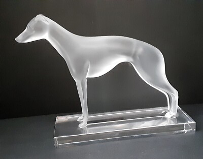 Lalique Crystal ''Perceval'' Greyhound Dog Statue - 10'' x 8''