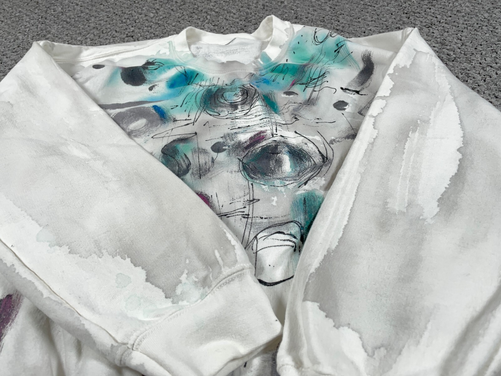 VTG Hand Painted Abstract Pattern Sweatshirt Adul… - image 4