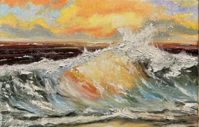 Original Ölgemälde Öl Bild Seascape Wellen AnnaKaplan KoAn-Art See Meer Unikat