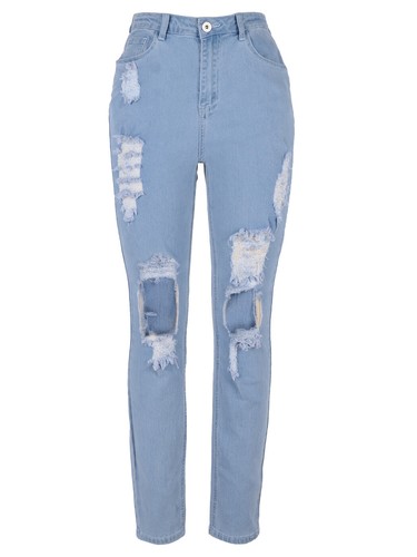 High Waist Skinny Ripped Casual Denim Pants Jeans - Picture 8 of 14
